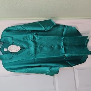 Avon NEW Old Stock Vintage Satin Private Treasures Green Nightshirt